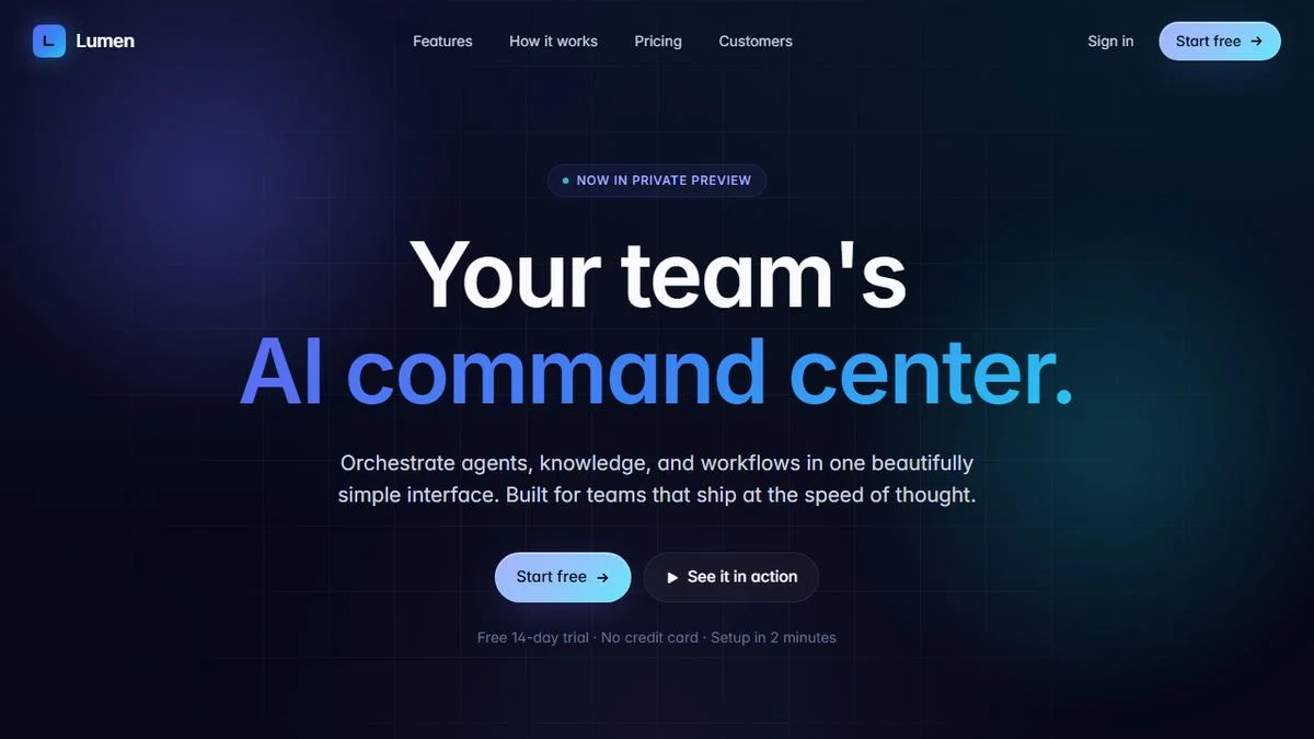 Lumen — premium dark SaaS showcase